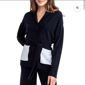 Kerri Rosenthal YVONNE SHAWL COLLAR POPCKET IN INDIGO